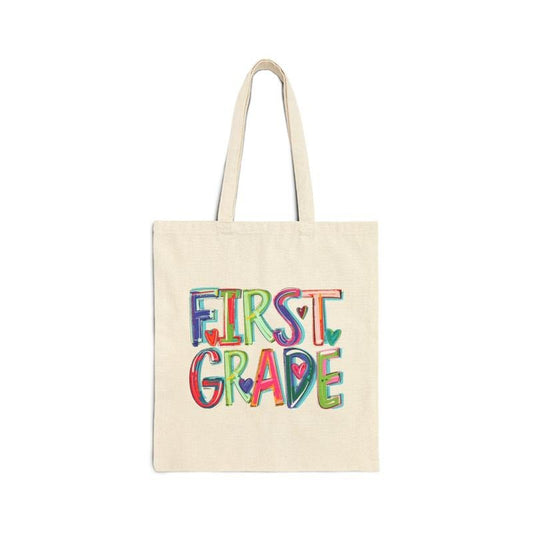 First Grade Teacher Tote Bag, Gift For Teacher, Elementary Teacher Bag, Cotton Canvas Tote Bag