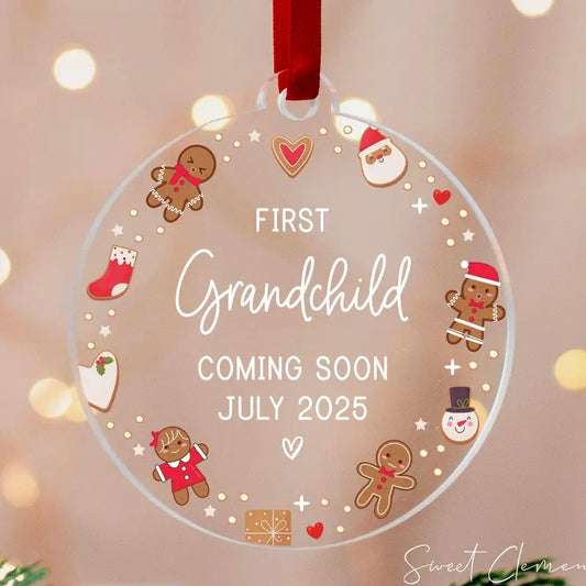 First Grandchild Christmas Ornament, Baby Announcement Ornament Pregnancy Reveal Grandparents Grandma Grandpa Ornament Grandbaby Coming Soon