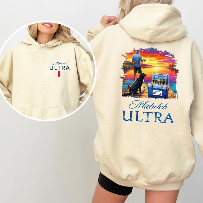 Fishing and Chill 2-Sided Hoodie, Beer Vibes & Man's Best Friend Graphic, Funny Outdoor Pullover for Men, Dog Dad Gift,...