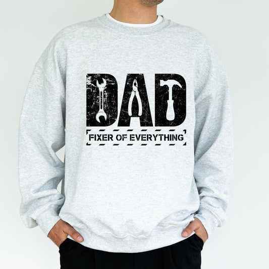 Fixer of Everything Sweatshirt for Dad, Mechanic Engineer Garage Dad Crewneck, I Fix Stuff Daddy Top, Birthday Gift for Him, Classic Cotton Menswear