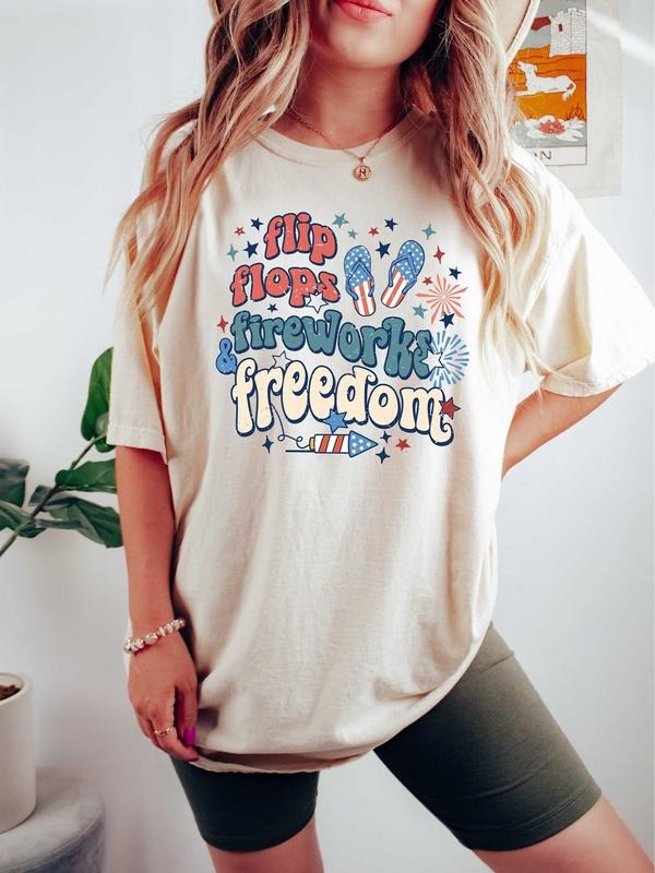 Flip Flops Fireworks Freedom Shirt, 4th of July Shirt, Patriotic Shirt, Fourth of July Shirt, Independence Day Shirt, Memorial Day, American Shirt, 4th Of July Gift