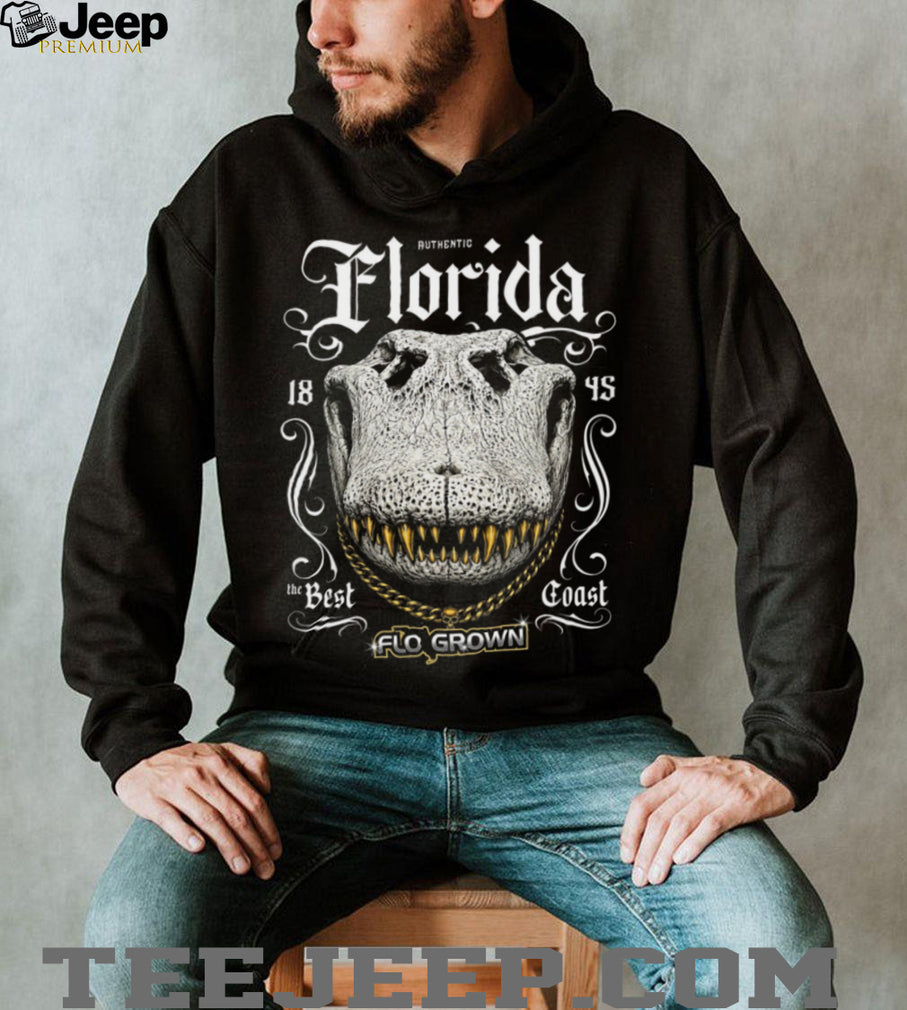Flo Grown Florida Alligator Golden Teeth Beach Shirt