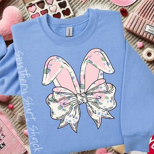 Floral Bunny Ears Sweatshirt | Carolina Blue