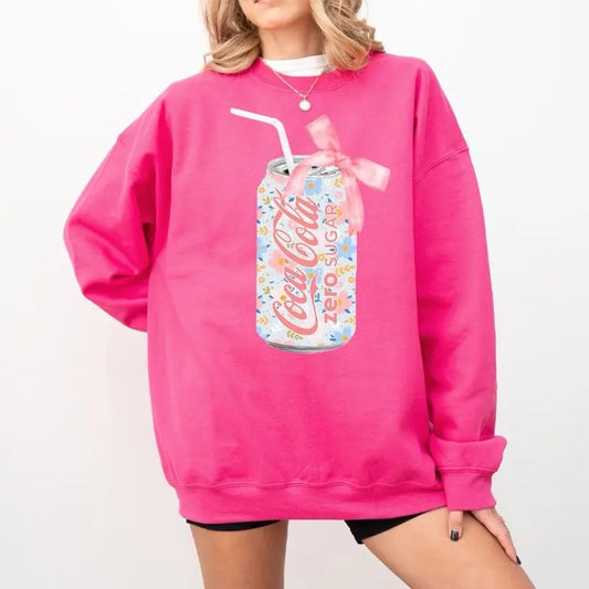 Floral Coke Zero Soda Can Sweatshirt, Coke Zero Sweatshirt, Coquette Coke Zero Sweatshirt