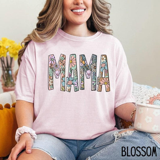 Floral Comfort Colors Mama Shirt for Mom Shirt Mothers Day Gift for New Mom Gift Flower Mama Tshirt for Mom