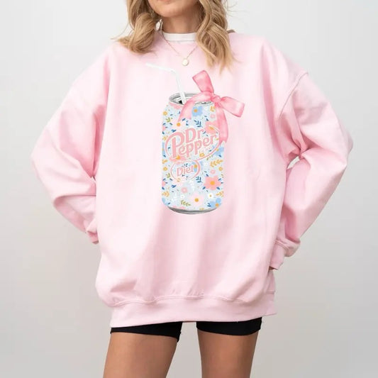 Floral Diet Dr Pepper Soda Can Sweatshirt, Diet Dr Pepper Sweatshirt, Coquette Diet Dr Pepper Sweatshirt