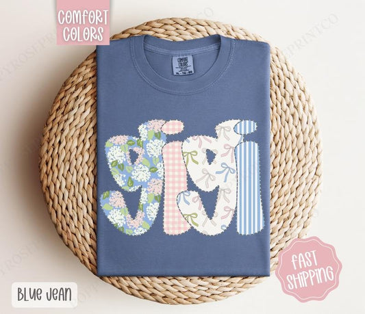 Floral Gigi Comfort Colors Shirt, Cute Spring Grandma Tshirt, Coquette Gigi Tee