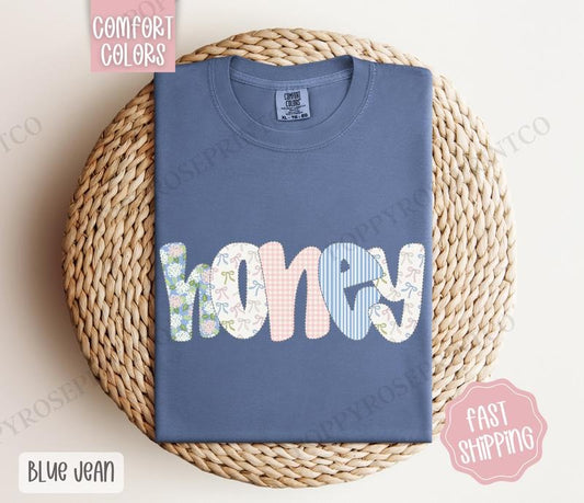 Floral Honey Comfort Colors Shirt, Cute Spring Grandma Tshirt, Coquette Honey Tee