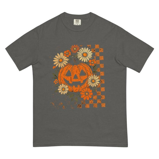 Floral Jack-O-Lantern Halloween Shirt Unisex Relaxed Fit Printed in USA Casual Comfort Cotton Top Athletic Boho Chic All Seasonsstyle{n002}2