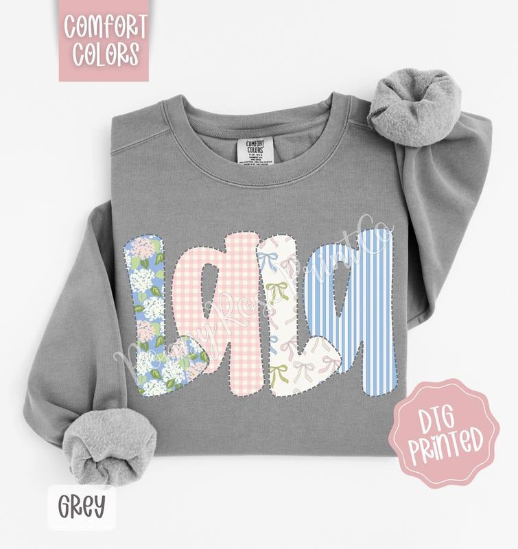 Floral Lala Comfort Colors Sweatshirt, Cute Grandma Sweater, Coquette Crewneck