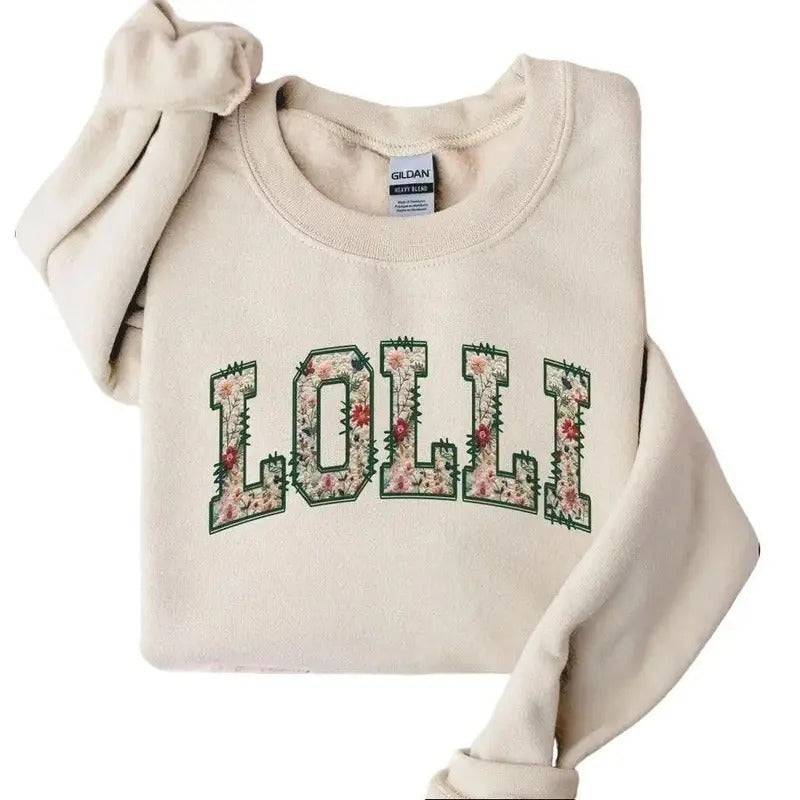 Floral Lolli Grandma Sweatshirt Crewneck, Christmas Gifts, Mothers Day Gift for Lolli Grandma