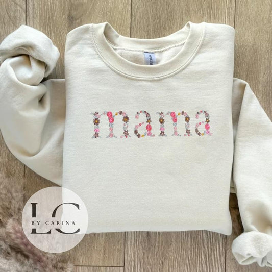 Floral MAMA Embroidered Sweatshirt - Cozy Floral Mom Gift - Mother's Day Jumper - Gift for Her - Floral Mom Apparel