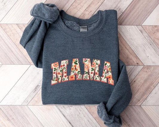 Floral Mama  Hoodie, Cute Mom Sweatshirt, Mother's Day Gift Hoodie and Sweater; T-shirt