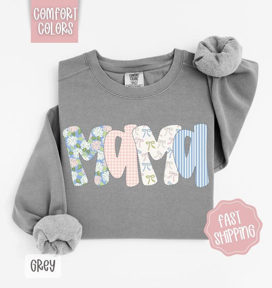 Floral Mama Comfort Colors Sweatshirt, Cute Spring Mom Sweatshirt, Coquette Mama Sweatshirt