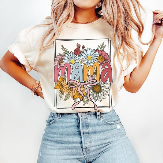 Floral Mama Coquette T-Shirt-sweatshirt-hoodie, Retro Mama T-Shirt, Mothers Day T-Shirt, Mama Varsity T-Shirt, Spring Floral T-Shirt, Gift for Mom, Pink Mama T-Shirt, Preppy Mama, tshirt hot trend 2025