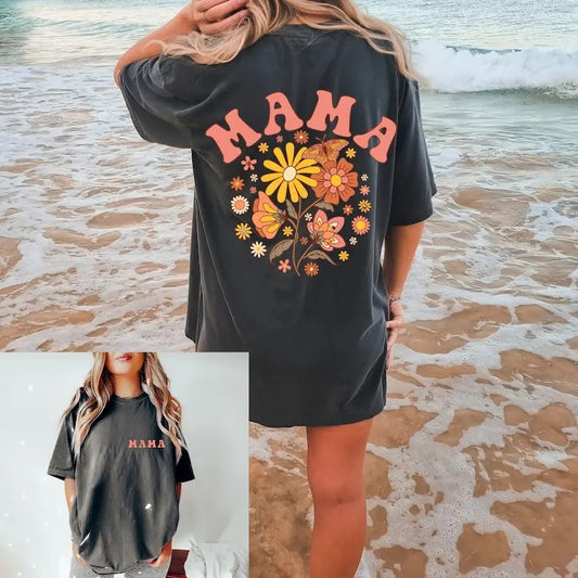 Floral Mama Oversized Shirt, Retro Mama Shirt, Flower Mom Shirt, Mother's Day Shirt, Gift to Mom, New Mama Shirt