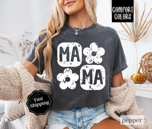 Floral Mama Shirt Comfort Colors, Cute Women's Tee, Trendy Women's Tshirt