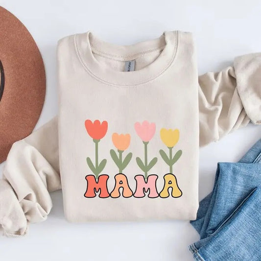 Floral Mama Sweatshirt, Flower Mama Sweatshirt, Cute Mom Shirt, New Mom Shirt, Mommy Gift Sweatshirt, Mom Birthday Gift,...