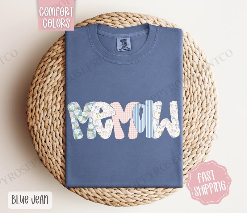 Floral Memaw Comfort Colors Shirt, Cute Spring Grandma Tshirt, Coquette Memaw Tee