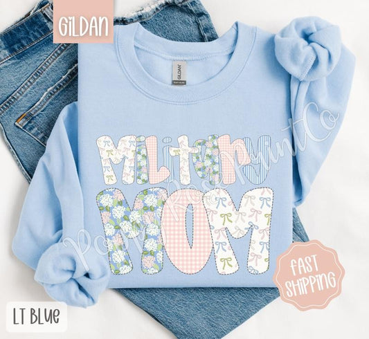 Floral Military Mom Sweatshirt, Cute Spring Mama Sweater, Coquette Flower Crewneck, Gift for Her