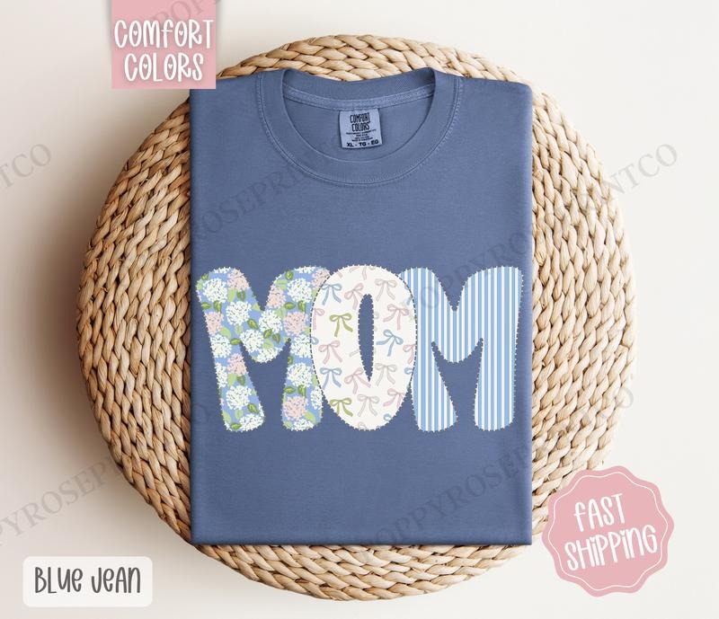 Floral Mom Comfort Colors Shirt, Cute Mama Tshirt, Coquette Women's Tee