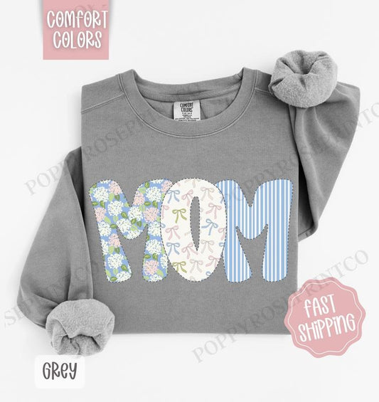 Floral Mom Comfort Colors Sweatshirt, Cute Mama Sweater, Coquette Mom Crewneck
