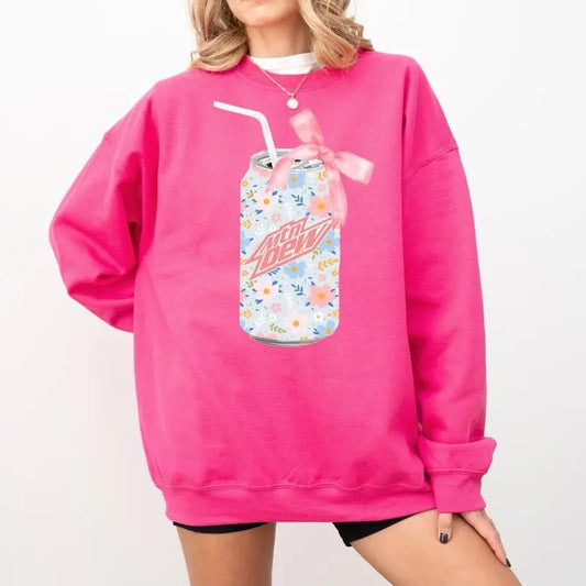 Floral Mtn Dew Soda Can Sweatshirt, Mtn Dew Sweatshirt, Coquette Mtn Dew Sweatshirt