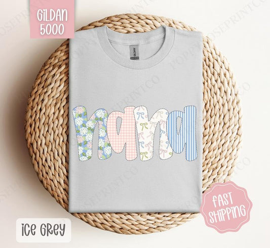 Floral Nana Gildan Shirt, Cute Spring Grandma Tshirt, Coquette Nana Tee