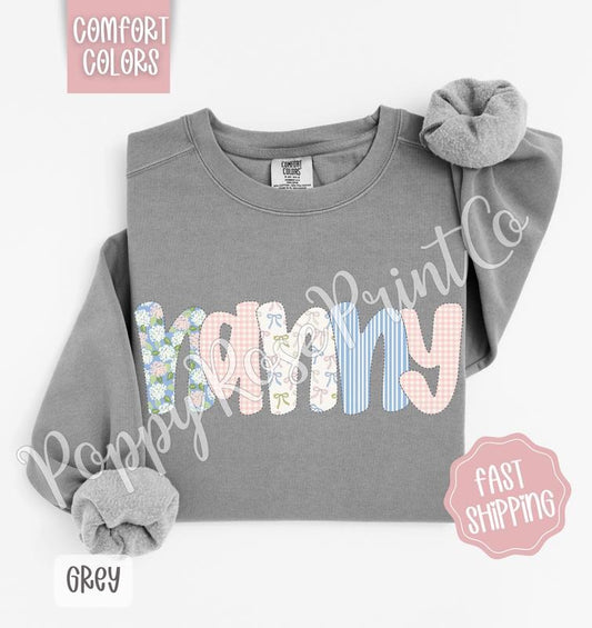 Floral Nanny Comfort Colors Sweatshirt, Cute Spring Grandma Sweater, Coquette Flower Crewneck, Gift for Her