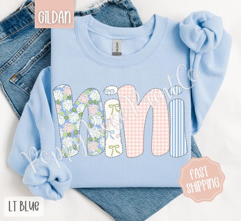 Floral Nini Sweatshirt, Cute Spring Grandma Sweater, Coquette Flower Crewneck, Mother's Day, Gift for Her