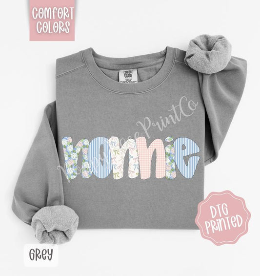 Floral Nonnie Comfort Colors Sweatshirt, Cute Grandma Sweater, Coquette Crewneck