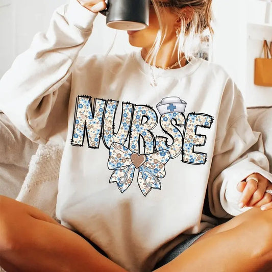 Floral Nurse Coquette Shirt, Nurse Flowers, Nursing Student Sweatshirt, Nursing Student Gift Future Nurse, Gift For Her, Womenswear Hoodie