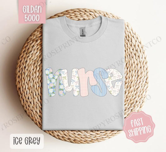 Floral Nurse Gildan Shirt, Cute Spring RN Tshirt, Coquette Nursing Tee