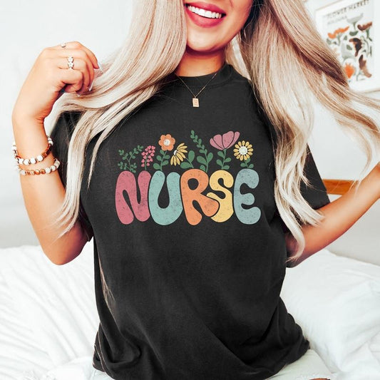 Floral Nurse Shirt, New Nurse Gift, Nurse Appreciation, Nurse Student Tee, Registered Nurse Shirt, Nursing School Tee, Floral Nurse T-shirt
