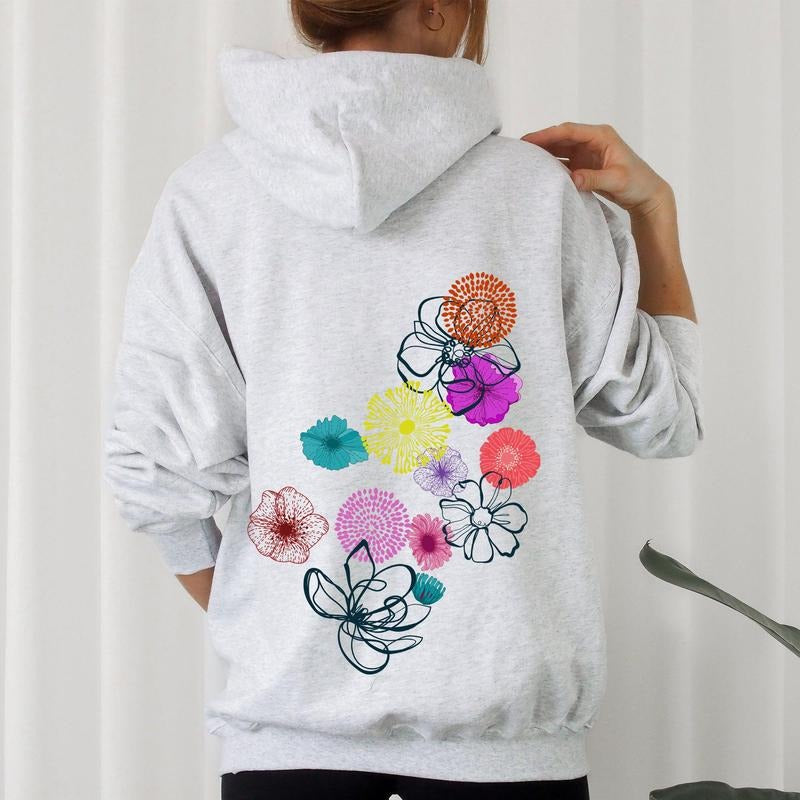 Floral Outlines, Leaves, Flowers, Colorful Hoodiestyle{n002}2 T-Shirts, Hoodie, Sweatshirt | WearSparks.com