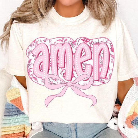 Floral Pink Toile Chinoiserie Amen T-Shirt, Amen T-Shirt, easter T-Shirt, Chinoiserie Amen T-Shirt, christian easter...