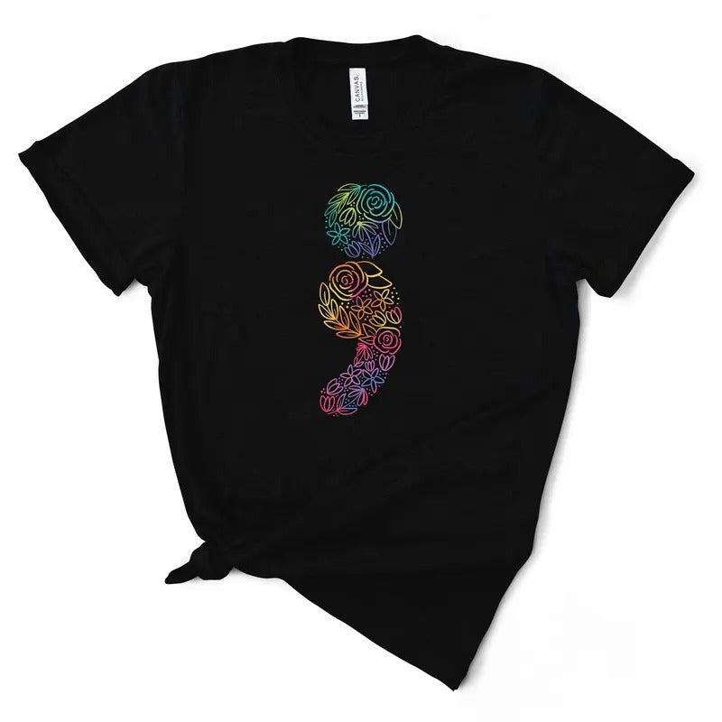 Floral Semicolon T-Shirt