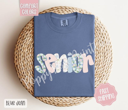 Floral Senior Comfort Colors Shirt, Cute Spring Graduation Tshirt, Coquette Flower Tee, Gift for Her
