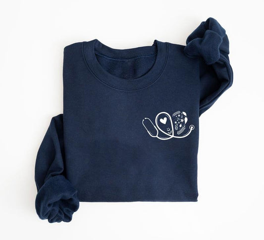 Floral Stethoscope Nurse Sweatshirt, Nursing School, Healthcare, Medicine, Doctor Shirt, Medical Assistant Tees