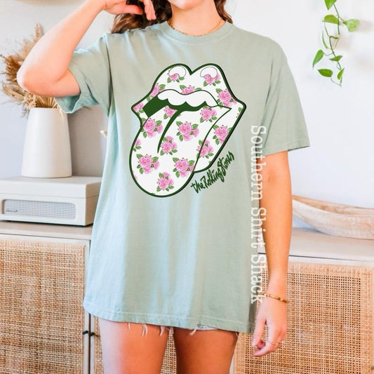 Floral Tongue Band Tee | Bay comfort colors t shirt