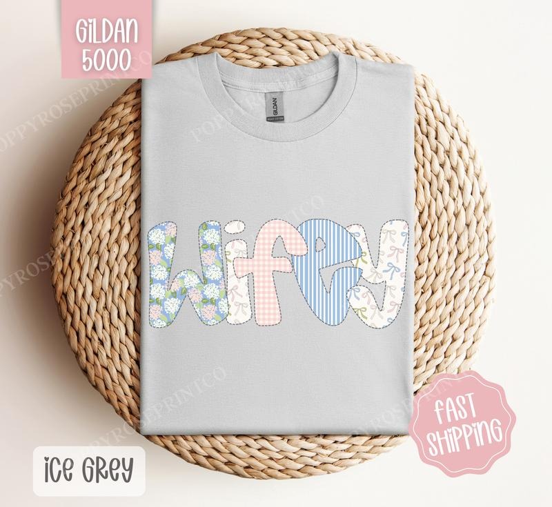 Floral Wifey Gildan Shirt, Cute Spring Wife Tshirt, Trendy Coquette Tee
