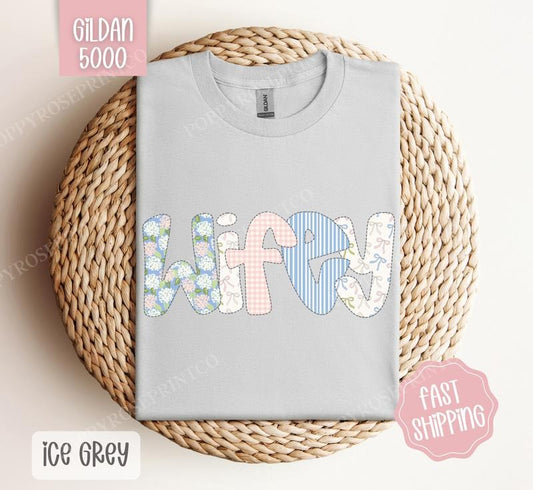 Floral Wifey Gildan Shirt, Cute Spring Wife Tshirt, Trendy Coquette Tee