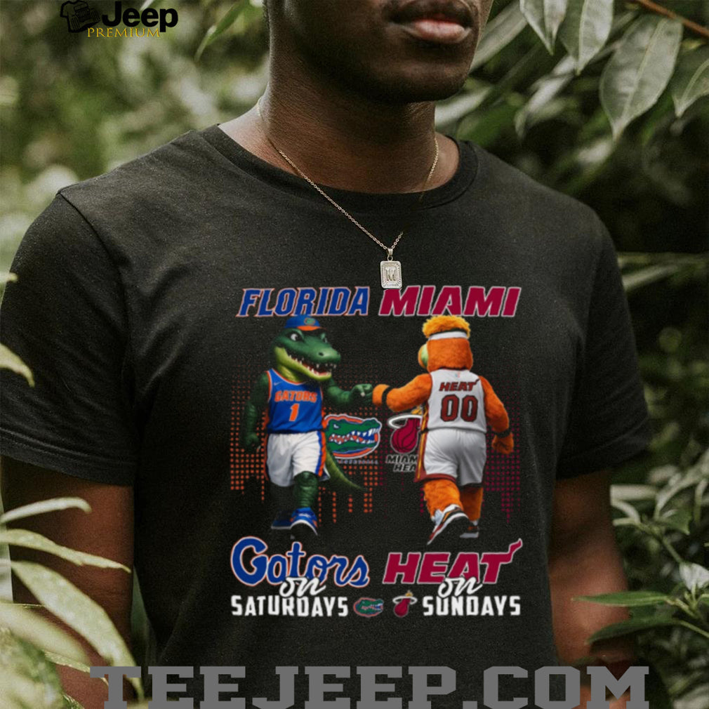 Florida Gators and Miami Heat Mascot “Gators on Saturdays Heat on Sundays” T Shirt