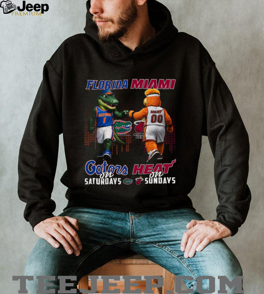 Florida Gators and Miami Heat Mascot “Gators on Saturdays Heat on Sundays” T Shirt