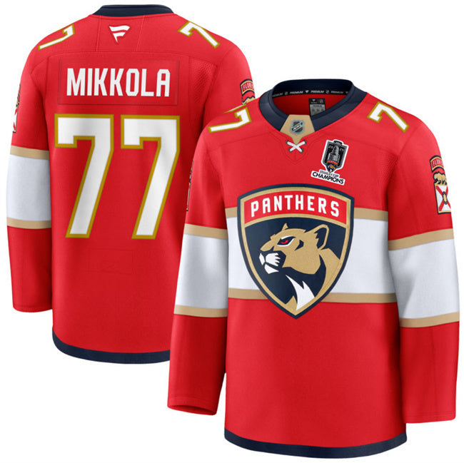 Florida Panthers #77 Niko Mikkola Niko Mikkola Red Home 2025 Stanley Cup Champions