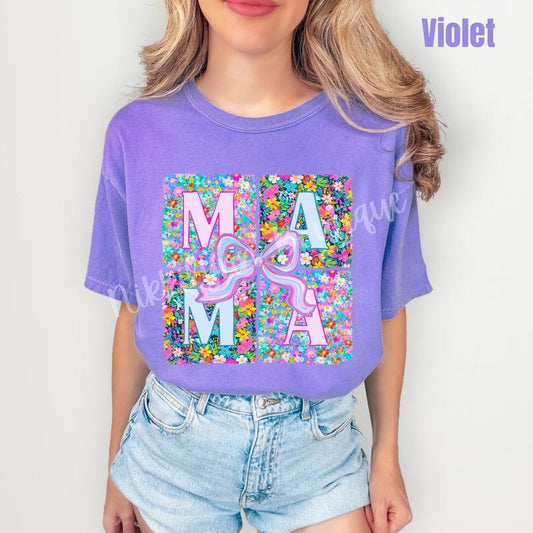 Flower Block Mama Comfort Colors T-Shirt 'NLB'