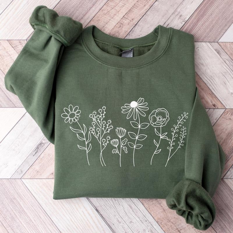 Flower Botanical Sweatshirt, Wildflower Nature Sweater, Floral Lover Shirt, Wildflower Print Floral Gardening 1805 Shirt, Plant Lover Sweater