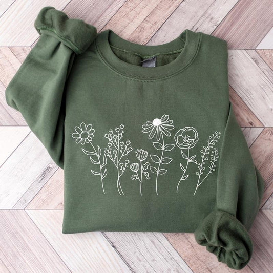 Flower Botanical Sweatshirt, Wildflower Nature Sweater, Floral Lover Shirt, Wildflower Print Floral Gardening 1805 Shirt, Plant Lover Sweater
