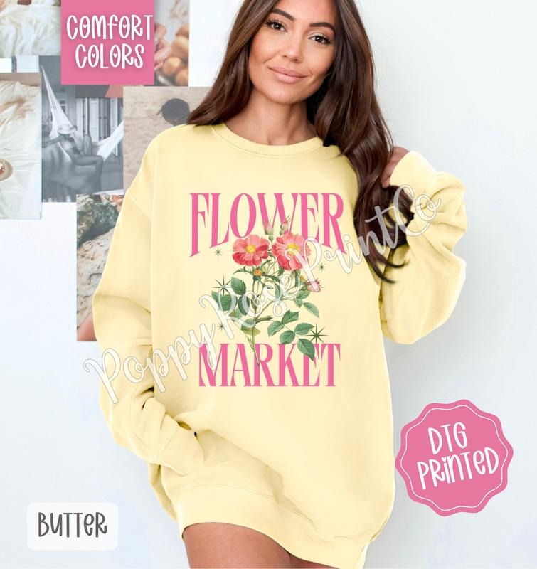 Flower Market Comfort Colors Sweatshirt, Fruit Summer Sweater, Cute Women's Crewneck