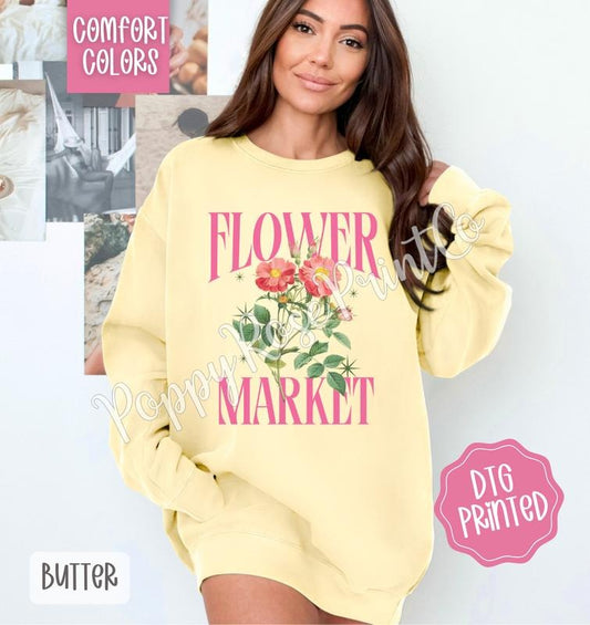 Flower Market Comfort Colors Sweatshirt, Fruit Summer Sweater, Cute Women's Crewneck